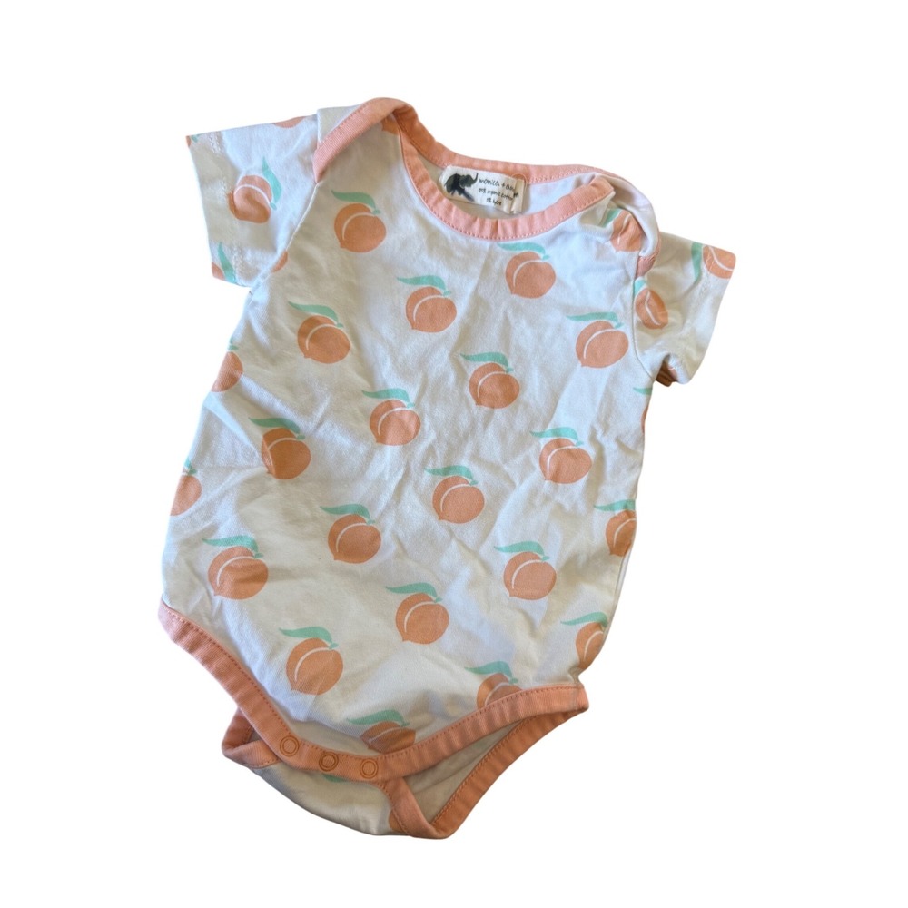 Monica + Andy peach‎ print organic cotton onesie